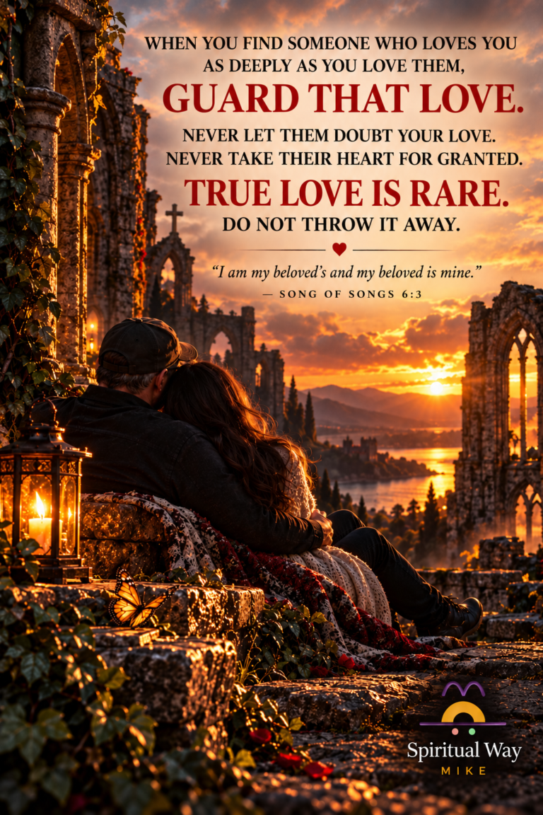 When you find someone who loves you as deeply as you love them, guard that love. Never let them doubt your love. Never take their heart for granted. True love is rare. Do not throw it away. Song of Solomon 8:7 “Many waters cannot quench love; rivers cannot sweep it away.”